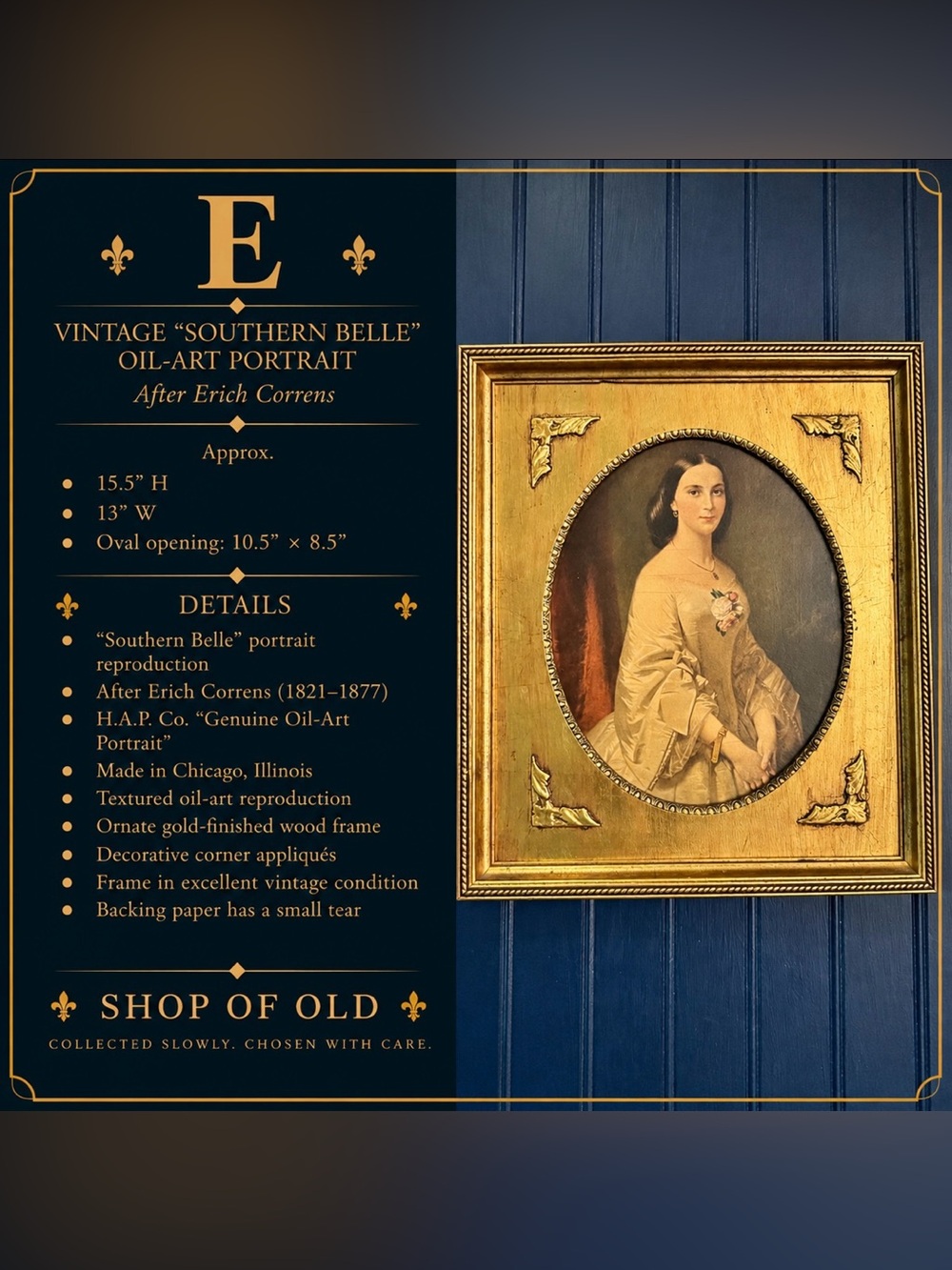 Vintage “Southern Belle” Oil-Art Portrait Print | After Erich Correns